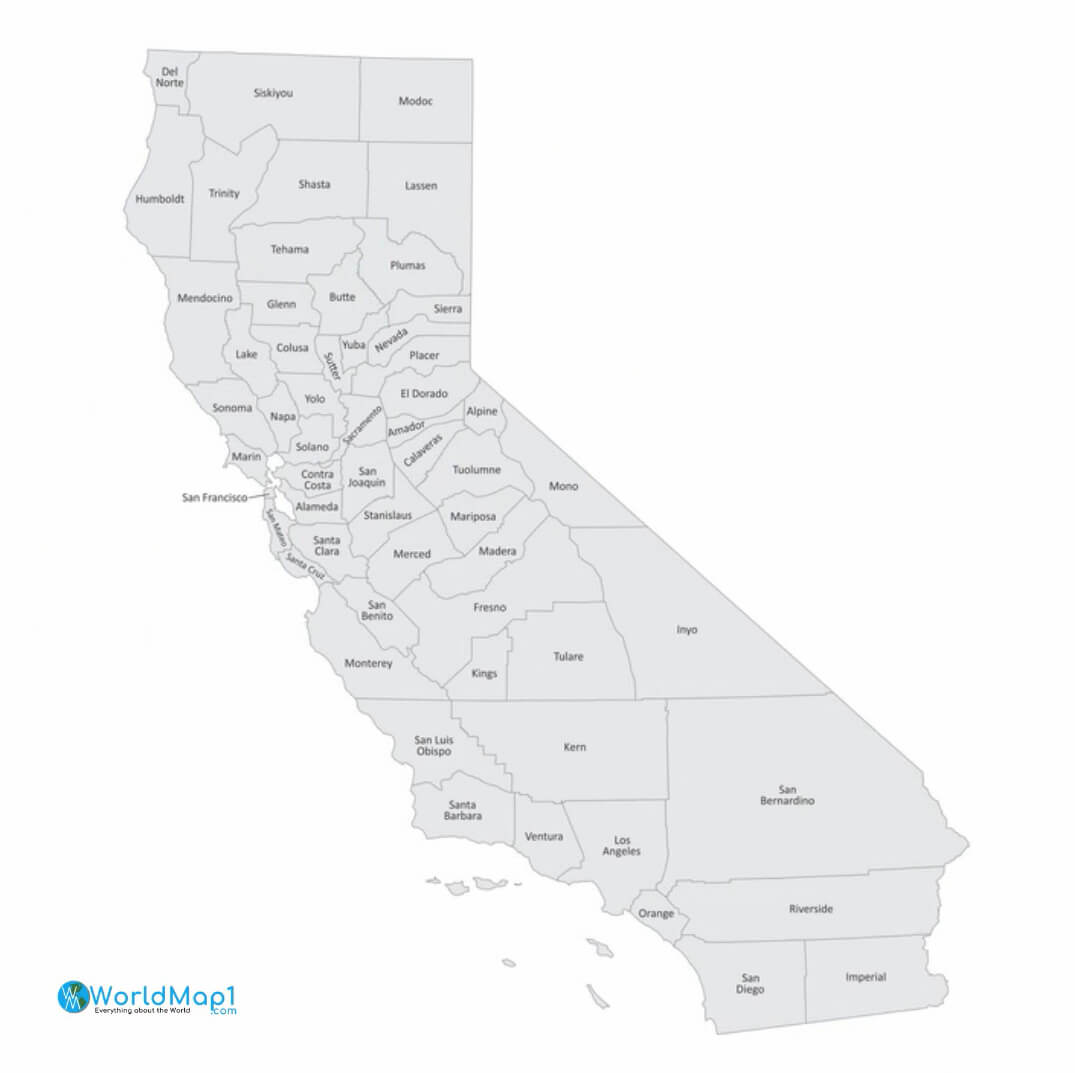 Carte des comtés de Californie
